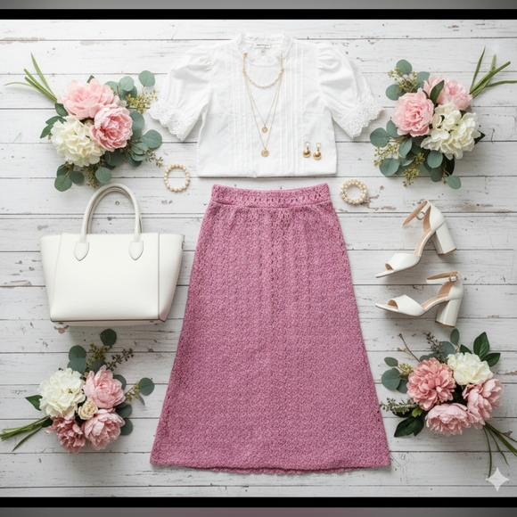 Ashley Blue Dresses & Skirts - Lace Lined Skirt